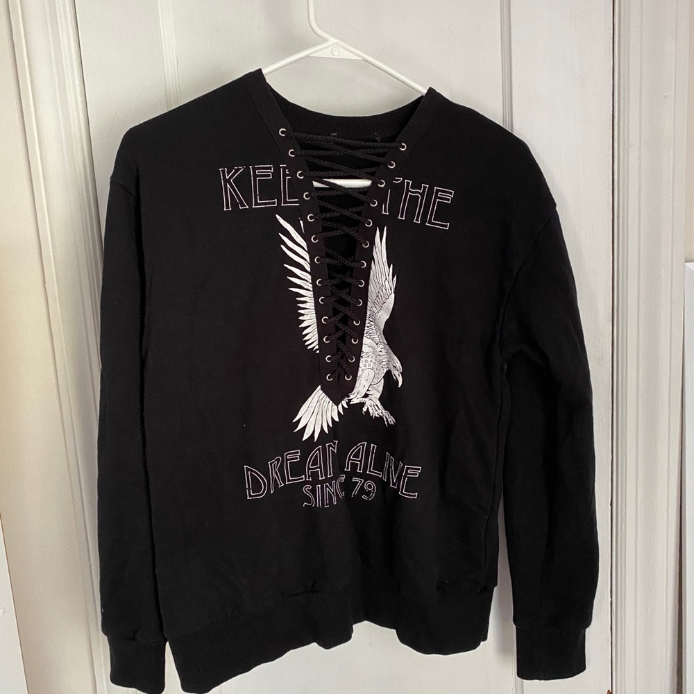 led zeppelin lace up sweater